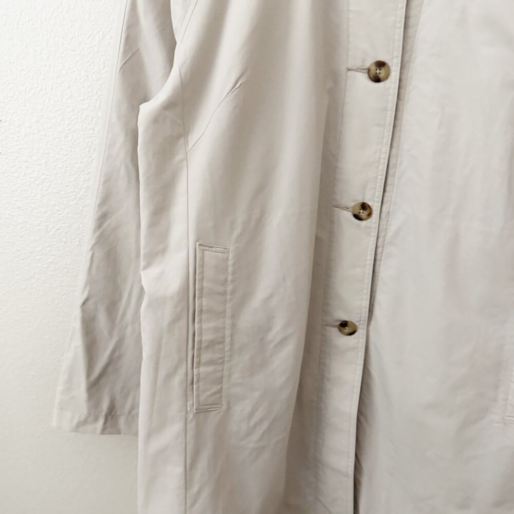 COLUMBIA | Beige Stone Tan Trench Coat Button Front Welt Pockets Womens | Large - Picture 4 of 9